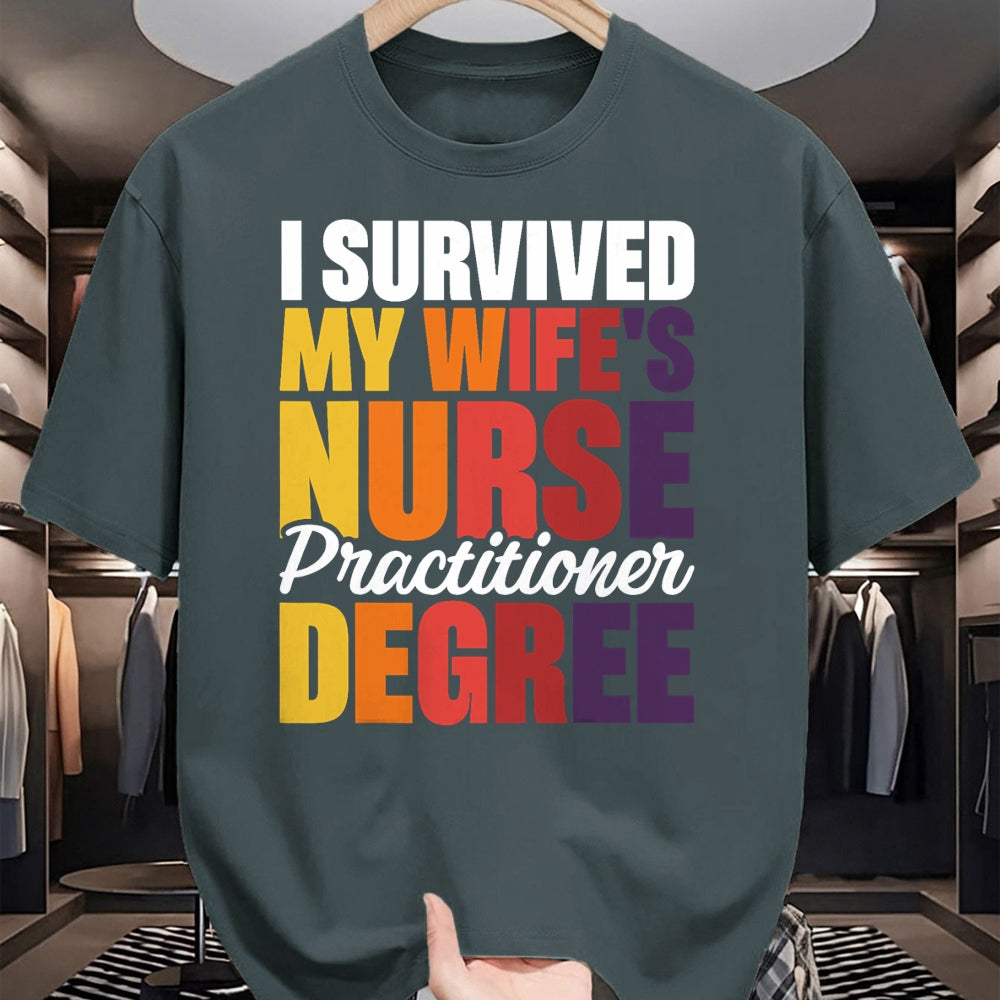 Funny Nurse Shirt, Nurse Unisex T-Shirt/Hoodie/Sweatshirt HLT00 - I Survived My Wife's Nurse Practitioner Degree T-Shirt