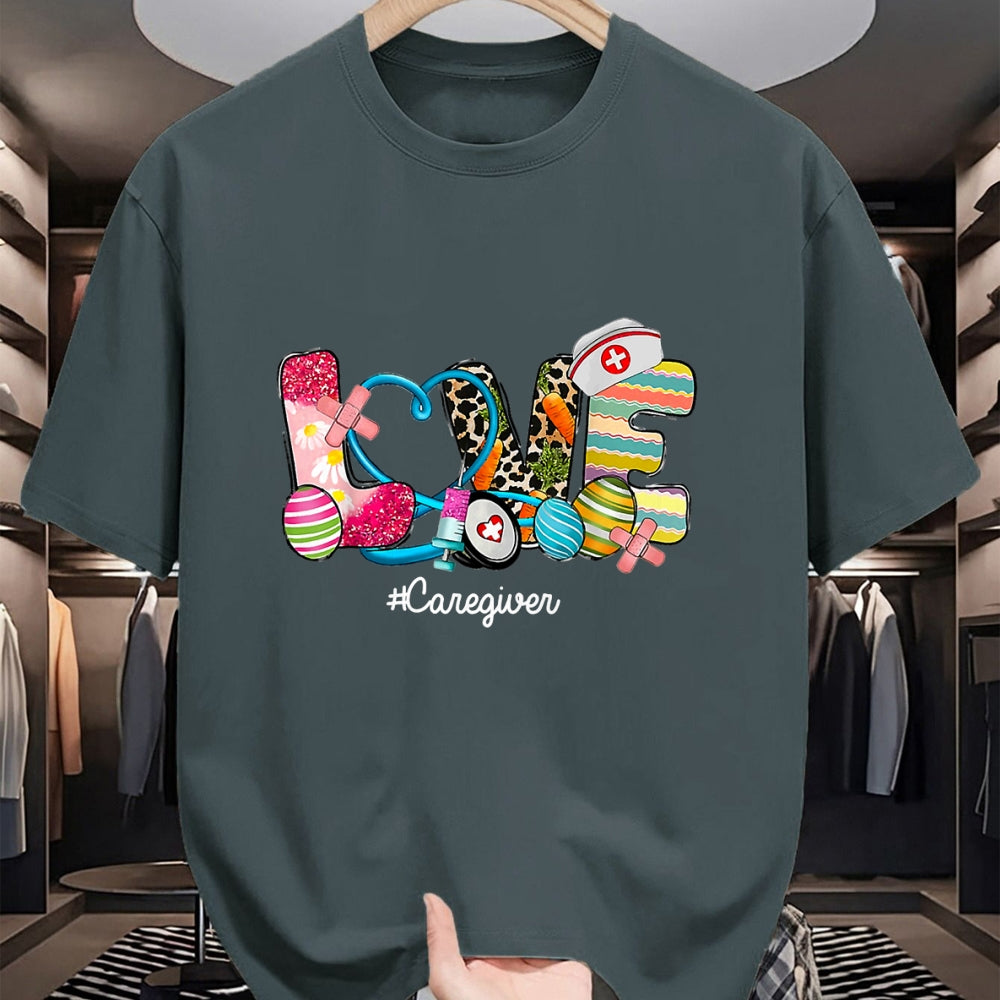 Funny Nurse Shirt, Nurse Unisex T-Shirt/Hoodie/Sweatshirt HLT00 - LOVE Stethoscope Scrub Caregiver Nurse Life Easter Day T-Shirt