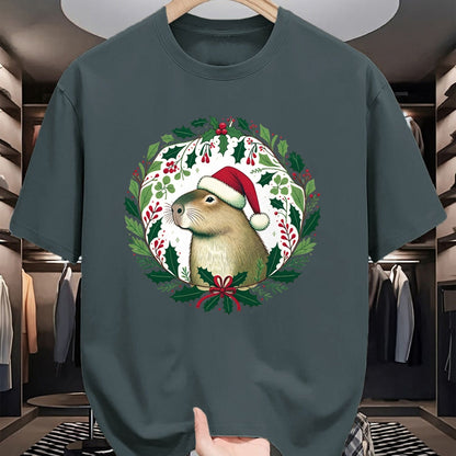 Cute Capybara Shirt, Funny Capybara Unisex T-Shirt/Hoodie/Sweatshirt HLT00 - Capybara Christmas illustration Long Sleeve T-Shirt (1)