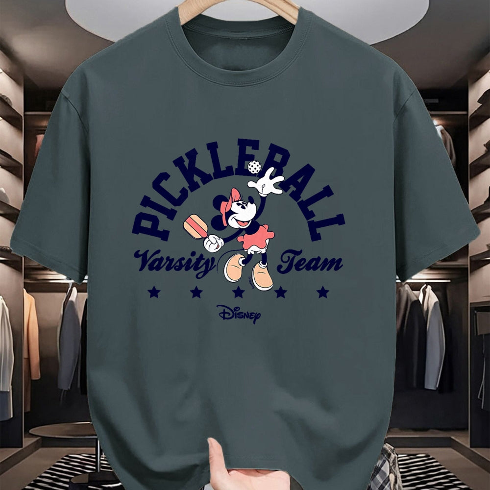 Funny Pickleball Shirt, Pickleball Lover Unisex T-Shirt/Hoodie/Sweatshirt HLT00 - Minnie Mouse - Pickleball Serve Varsity Team T-Shirt