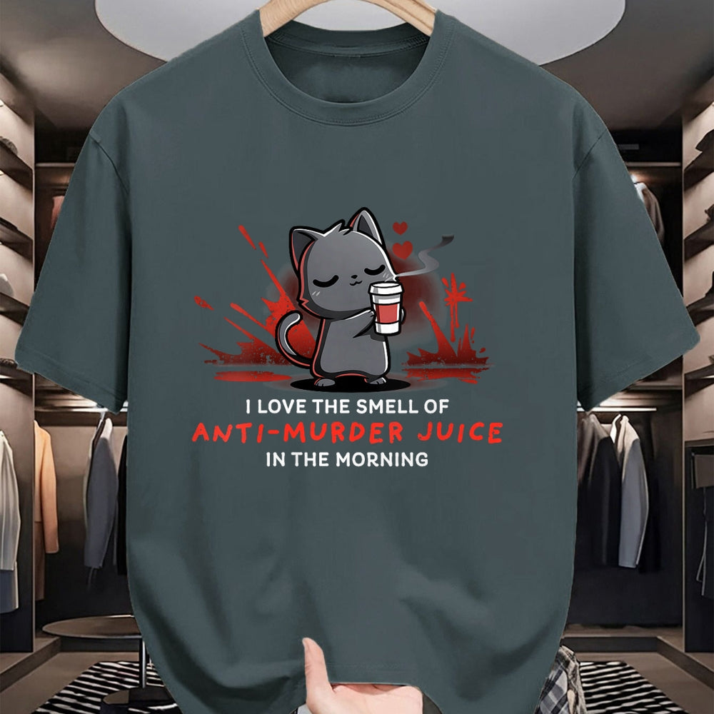 Cat Love Shirt, Funny Cat Lover Gift UnisexT-Shirt/Hoodie/Sweatshirt HLT00 - Womens Cat Drink Coffee I Love The Smell Of Anti Murder Juice V-Neck T-Shirt