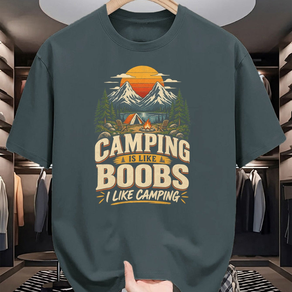 Funny Camping Shirt, Gift For Camping Lover Unisex T-Shirt/Hoodie/Sweatshirt HLT00 - Camping is Like Boobs I Like Camping Funny Outdoor Humor T-Shirt