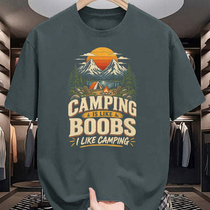 Funny Camping Shirt, Gift For Camping Lover Unisex T-Shirt/Hoodie/Sweatshirt HLT00 - Camping is Like Boobs I Like Camping Funny Outdoor Humor T-Shirt
