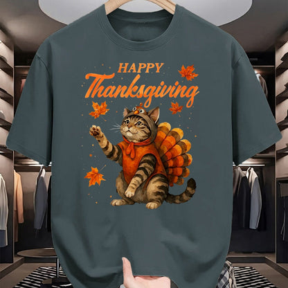Best Thanksgiving Family Shirt , Funny Thanksgiving UnisexT-Shirt/Hoodie/Sweatshirt HLT00 - Cute Cat Turkey Happy Thanksgiving Fall Meow Cat Lover T-Shirt, Men, Black, 3X-Large
