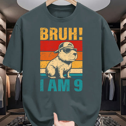 Cute Capybara Shirt, Funny Capybara UnisexT-Shirt/Hoodie/Sweatshirt HLT00 - 9 Year Old Birthday Boy Capybara Bruh It_s My 9th Birthday T-Shirt (1)