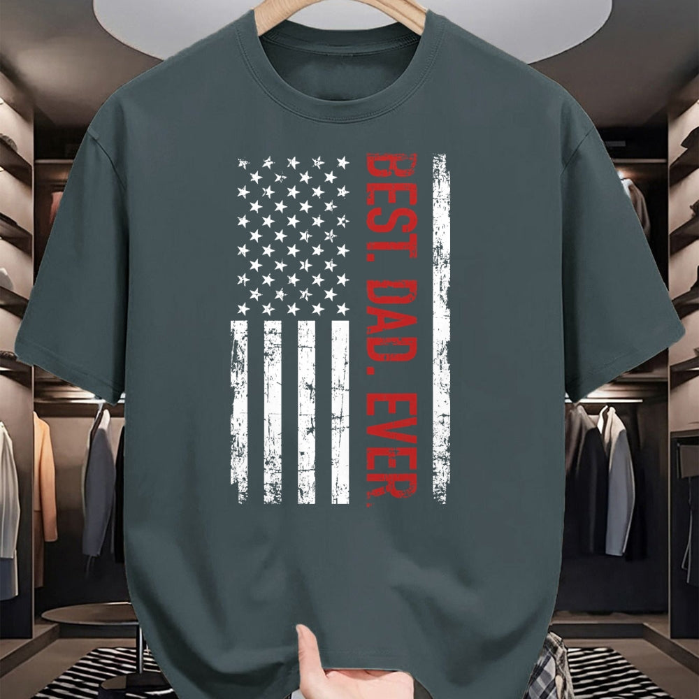 Gift for Dad Shirt, Funny Dad Unisex T-Shirt/Hoodie/Sweatshirt HLT00 – Best dad ever US american flag gift for father_s day Short Sleeve T-Shirt
