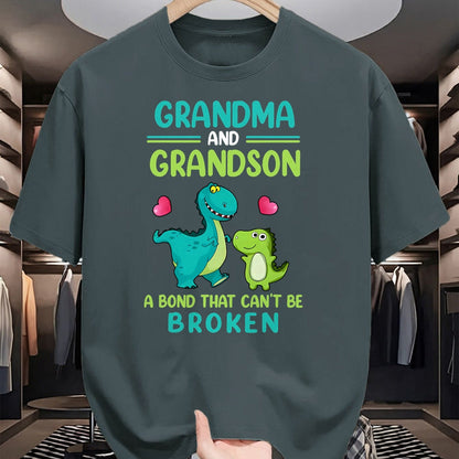 Best Grandma Shirt, Proud Grandma Unisex T-Shirt/Hoodie/Sweatshirt HLT00 - Grandma And Grandson A Bond That Can't Be Broken Dinosaur T-Shirt