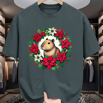 Cute Capybara Shirt, Funny Capybara UnisexT-Shirt/Hoodie/Sweatshirt HLT00 - Capybara Christmas illustration Long Sleeve T-Shirt