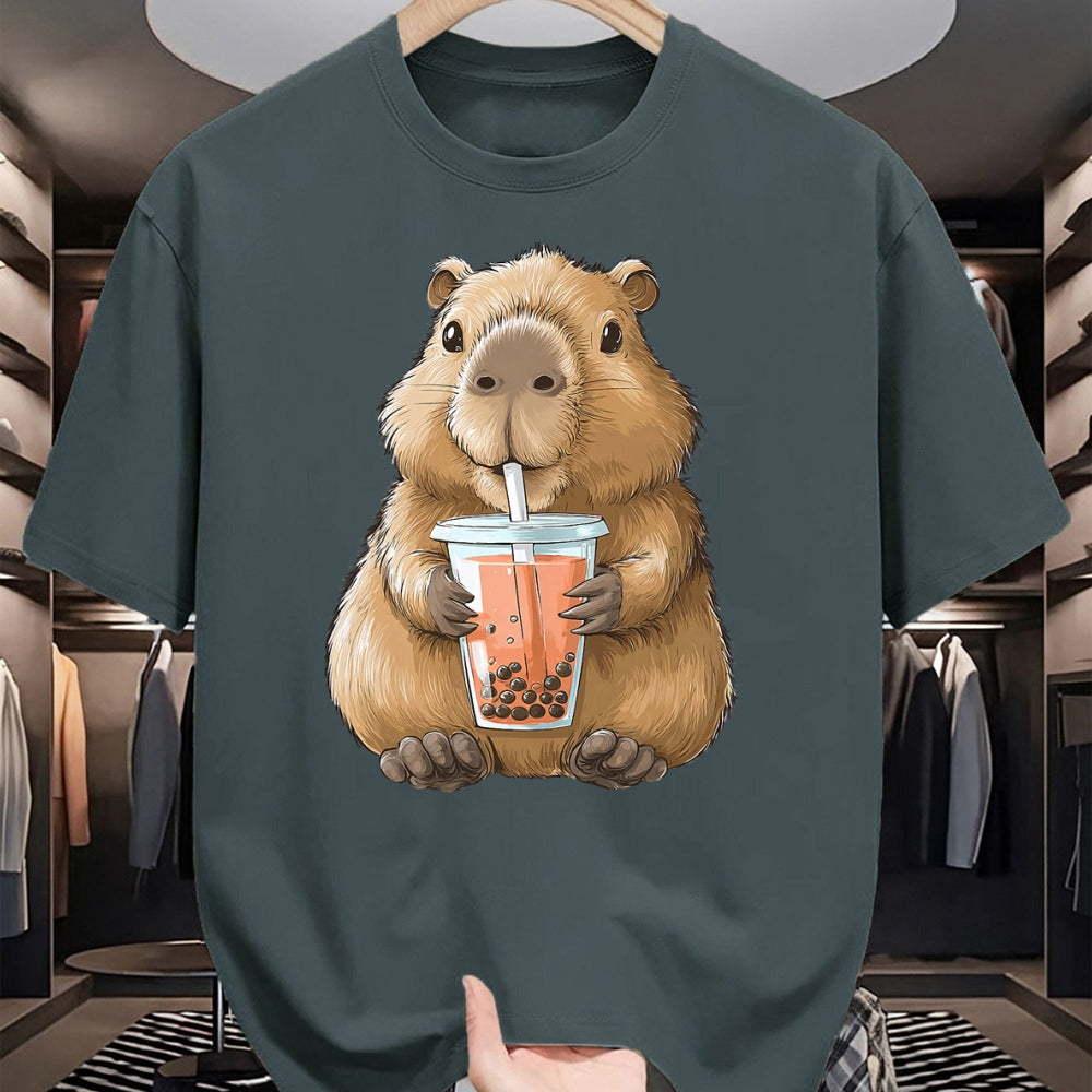 Cute Capybara Shirt, Funny Capybara Unisex T-Shirt/Hoodie/Sweatshirt HLT00 - Kawaii Anime Capybara Boba T-Shirt