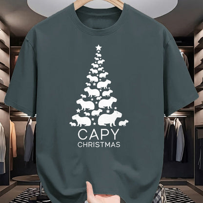 Cute Capybara Shirt, Funny Capybara Unisex T-Shirt/Hoodie/Sweatshirt HLT00 - Cute Capybara Christmas Tree Shirt, Funny Capy Holidays T-Shirt