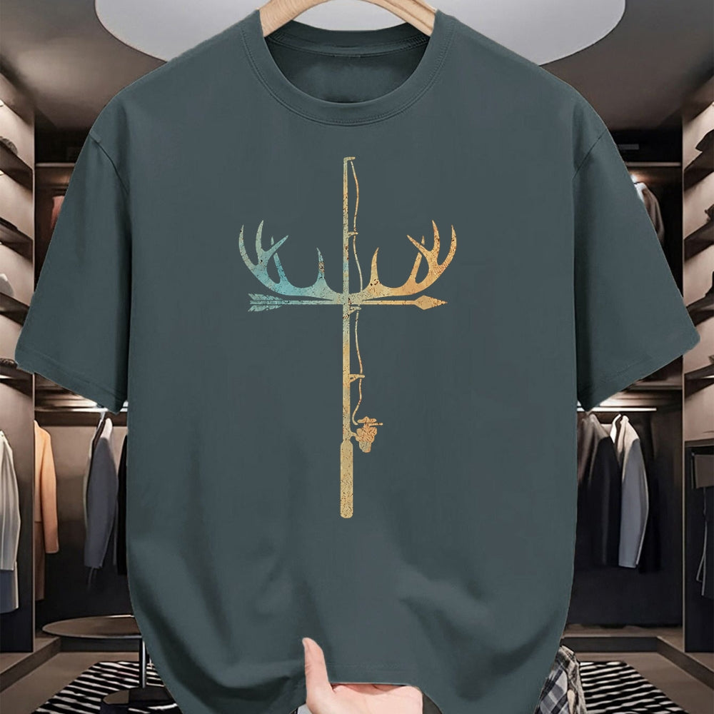Funny Fishing Shirt, Gift For Fishing Lover Unisex T-Shirt/Hoodie/Sweatshirt HLT00 - Antler Fishing Rod Cross God Family Hunting Fishing T-Shirt