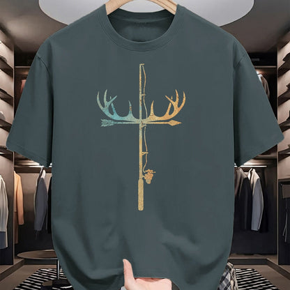 Funny Fishing Shirt, Gift For Fishing Lover Unisex T-Shirt/Hoodie/Sweatshirt HLT00 - Antler Fishing Rod Cross God Family Hunting Fishing T-Shirt