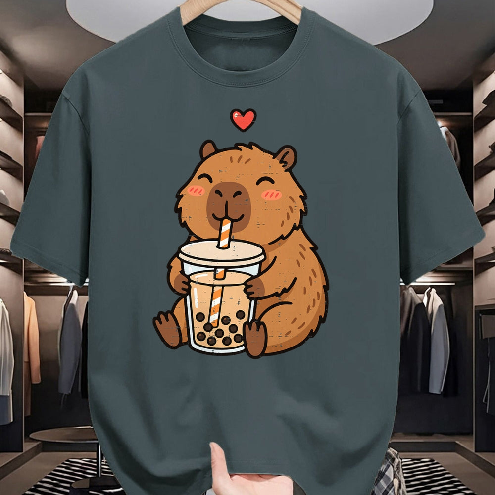 Cute Capybara Shirt, Funny Capybara UnisexT-Shirt/Hoodie/Sweatshirt HLT00 - Capybara Boba Bubble Milk Tea Cute Capy Rodent Men Women Kid T-Shirt