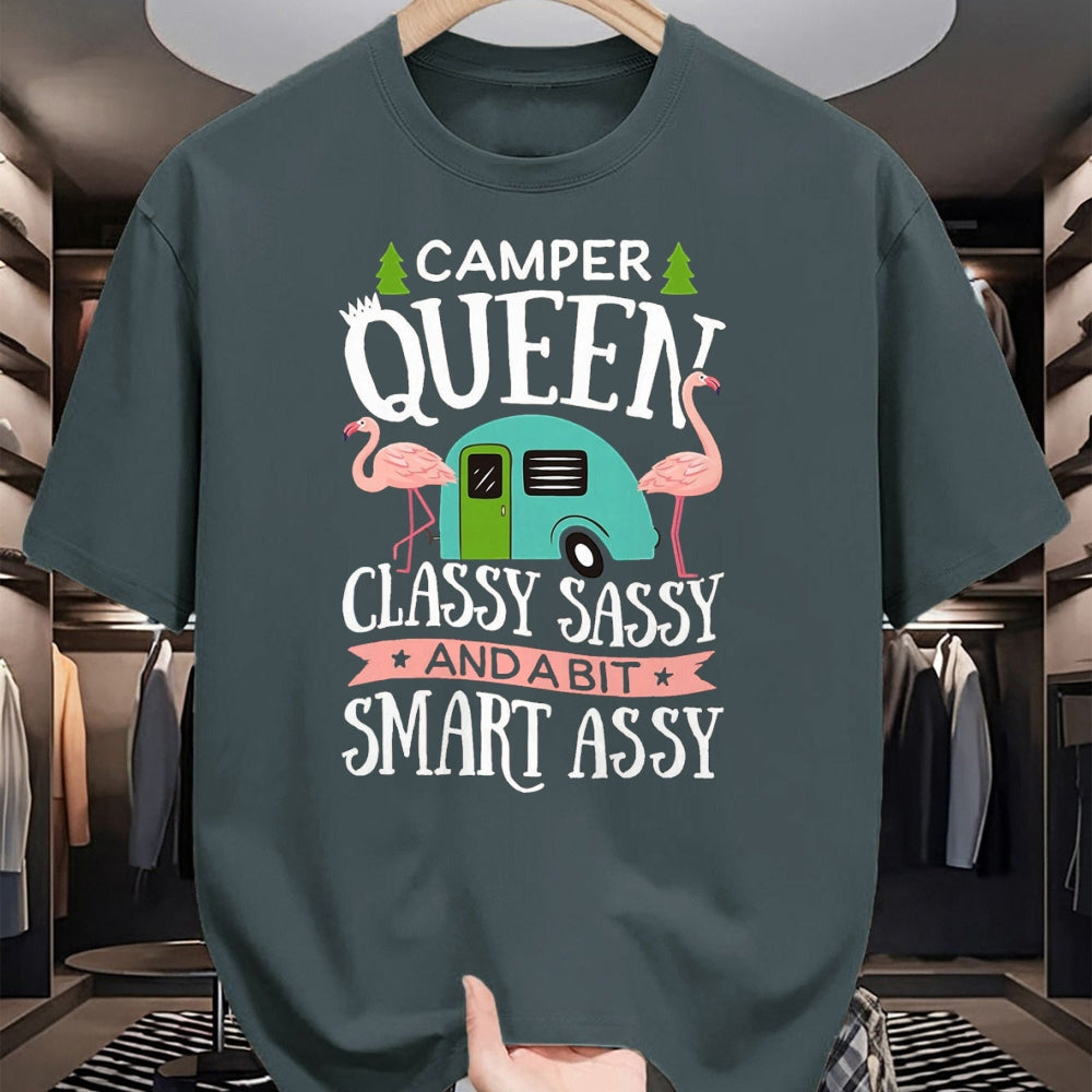 Funny Camping Shirt, Gift For Camping Lover Unisex T-Shirt/Hoodie/Sweatshirt HLT00 - Camper Queen Classy Sassy Smart Funny Women Girls Camping RV T-Shirt, Men, Black, 3X-Large