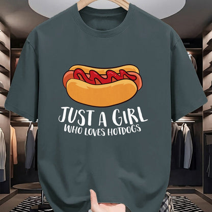 Dog Love Shirt, Dog Lover Gift T-Shirt/Hoodie/Sweatshirt HLT00 - Just a Girl Who Loves Hotdogs T-Shirt
