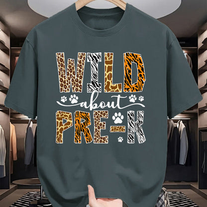 Best Student Shirt, Funny Back To School UnisexT-Shirt/Hoodie/Sweatshirt HLT00 - Wild About Pre-K Wild Animal Preschool Back to School Kids T-Shirt