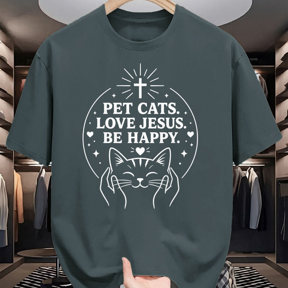 Cat Love Shirt, Funny Cat Lover Gift UnisexT-Shirt/Hoodie/Sweatshirt HLT00 - Pet Cats Love Jesus Be Happy Christian Faith Cat Lover T-Shirt