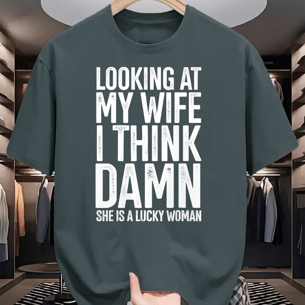 Best Wife Shirt, Wife and Husband Unisex T-Shirt/Hoodie/Sweatshirt HLT00 - Gift for wife T shirt, lucky wife   My Wife Is A Lucky Woman Wife Themed Gift Husbands Gift T-Shirt (1)