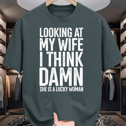 Best Wife Shirt, Wife and Husband Unisex T-Shirt/Hoodie/Sweatshirt HLT00 - Gift for wife T shirt, lucky wife   My Wife Is A Lucky Woman Wife Themed Gift Husbands Gift T-Shirt (1)