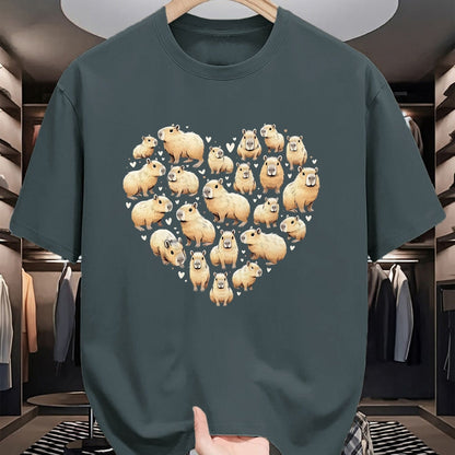 Cute Capybara Shirt, Funny Capybara Unisex T-Shirt/Hoodie/Sweatshirt HLT00 - Heart Shaped Capybara Long Sleeve T-Shirt