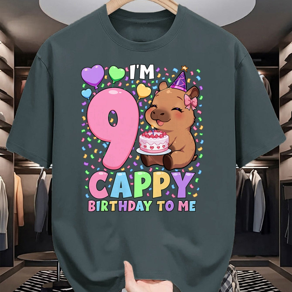 Cute Capybara Shirt, Funny Capybara UnisexT-Shirt/Hoodie/Sweatshirt HLT00 - Capybara Birthday Shirt 9 Kawaii Girl Capybara 9th Birthday T-Shirt