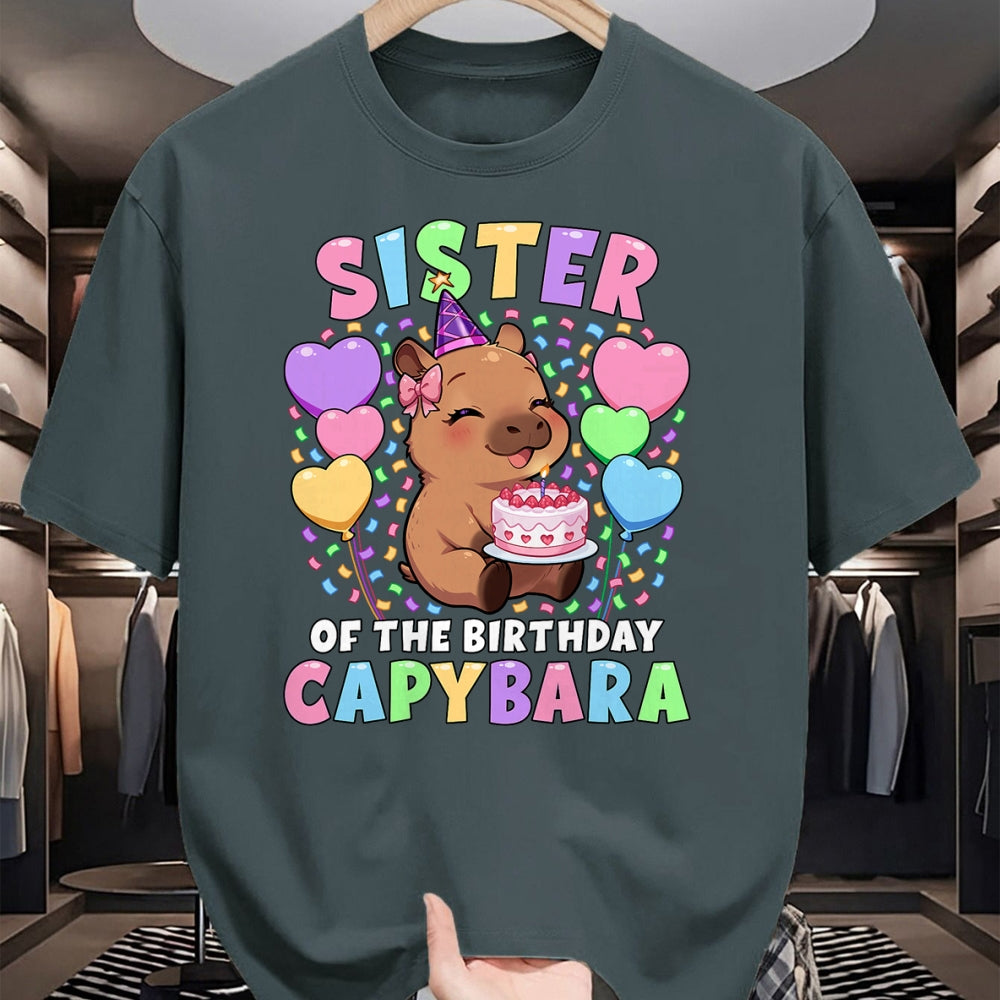 Cute Capybara Shirt, Funny Capybara UnisexT-Shirt/Hoodie/Sweatshirt HLT00 - Capybara Birthday Family Sister of The Birthday Capybara T-Shirt