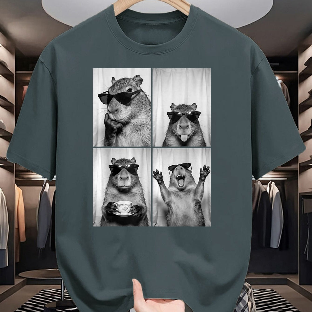 Cute Capybara Shirt, Funny Capybara Unisex T-Shirt/Hoodie/Sweatshirt HLT00 - Funny Capybara Photobooth, Capybara with Sunglasses, Rodent T-Shirt, Women, Black, X-Small