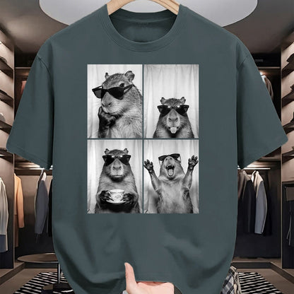 Cute Capybara Shirt, Funny Capybara Unisex T-Shirt/Hoodie/Sweatshirt HLT00 - Funny Capybara Photobooth, Capybara with Sunglasses, Rodent T-Shirt, Women, Black, X-Small