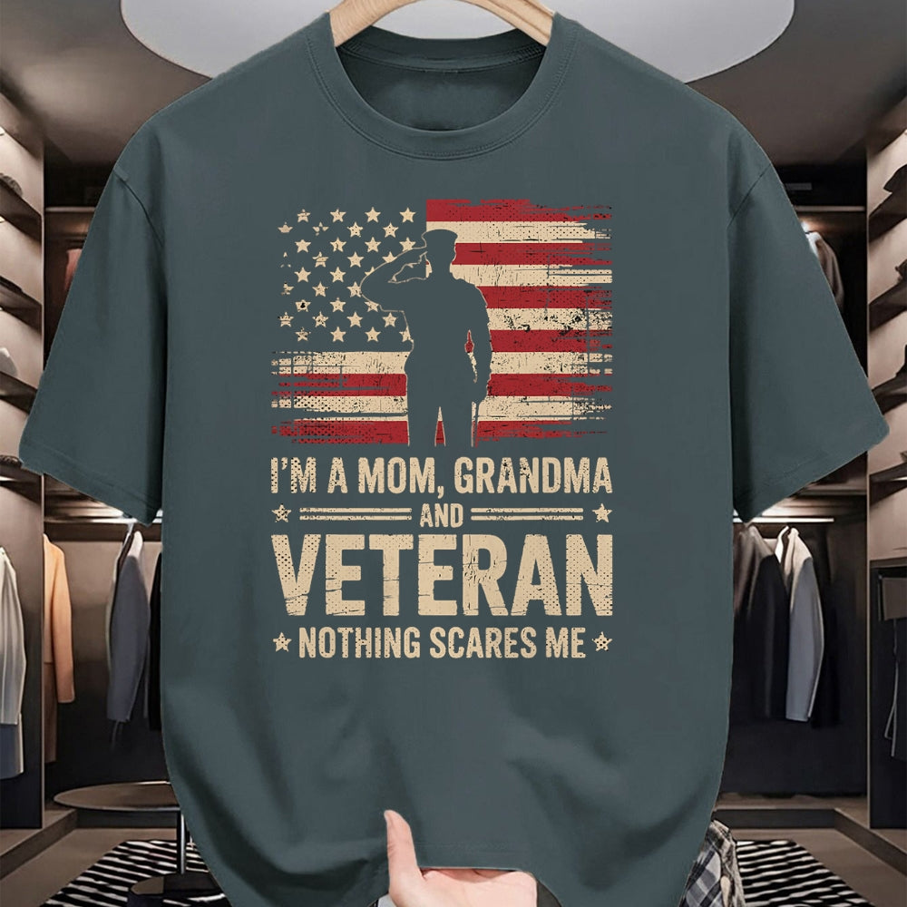 Proud Veteran Shirt, Funny Veteran UnisexT-Shirt/Hoodie/Sweatshirt HLT00 - Im A Mom Grandma and Veteran Patriotic Funny Female Veteran T-Shirt