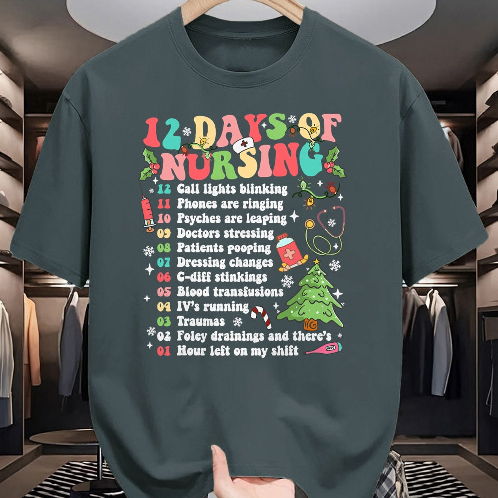 Funny Nurse Shirt, Nurse Unisex T-Shirt/Hoodie/Sweatshirt HLT00 - 12 Day Of Nursing Hospital Christmas Nurse Xmas NICU PICU ED T-Shirt