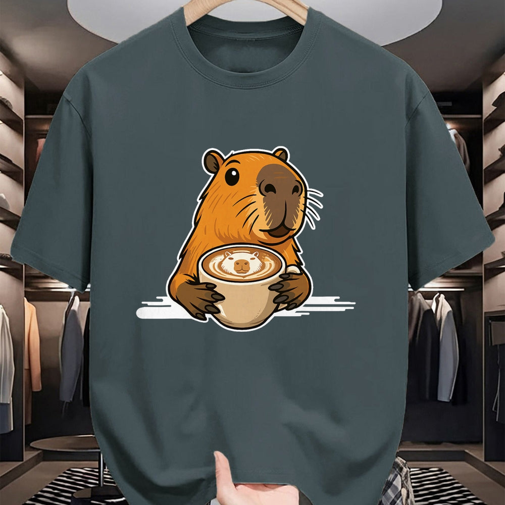 Cute Capybara Shirt, Funny Capybara Unisex T-Shirt/Hoodie/Sweatshirt HLT00 - Capybara Coffee Lover Latte Art Funny Capybara T-Shirt