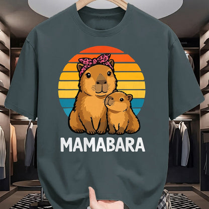 Cute Capybara Shirt, Funny Capybara Unisex T-Shirt/Hoodie/Sweatshirt HLT00 - Mamabara Capybara Mother T-Shirt