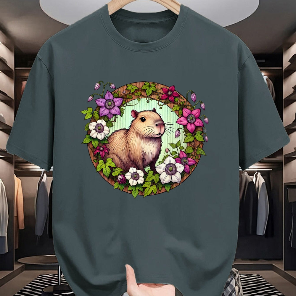 Cute Capybara Shirt, Funny Capybara Unisex T-Shirt/Hoodie/Sweatshirt HLT00 - Capybara floral Illustration Long Sleeve T-Shirt