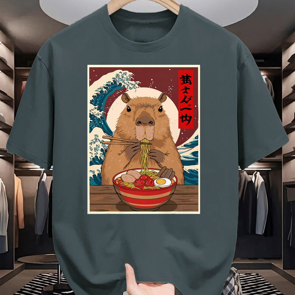 Cute Capybara Shirt, Funny Capybara Unisex T-Shirt/Hoodie/Sweatshirt HLT00 - Capybara Ramen Japanese Funny Graphic Tee Kawaii Anime Gifts T-Shirt