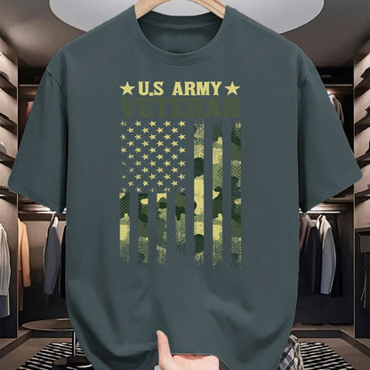 Proud Veteran Shirt, Funny Veteran UnisexT-Shirt/Hoodie/Sweatshirt HLT00 - US Army Veteran Patriotic Military Camouflage American Flag Long Sleeve T-Shirt