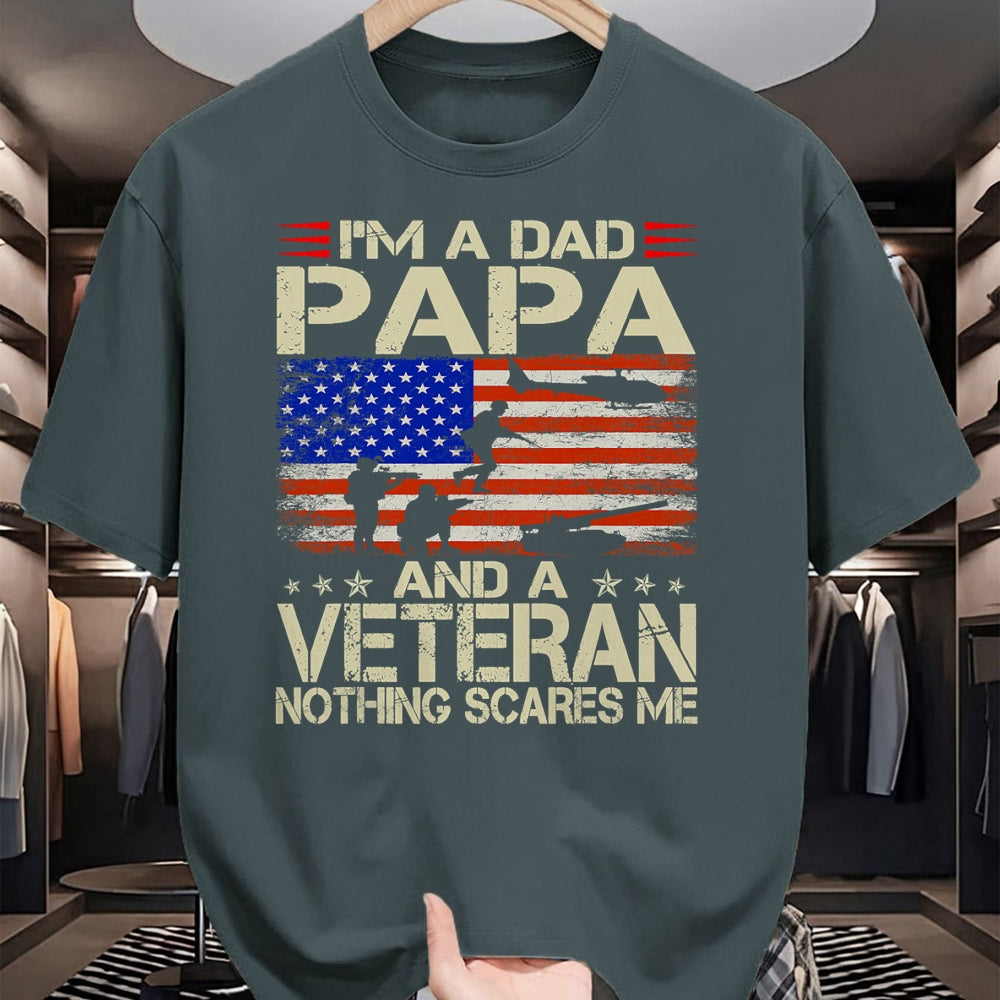 Proud Veteran Shirt, Funny Veteran UnisexT-Shirt/Hoodie/Sweatshirt HLT00 - I_m A Dad Papa and Veteran Funny Retro Dad Dad Grandpa T-Shirt
