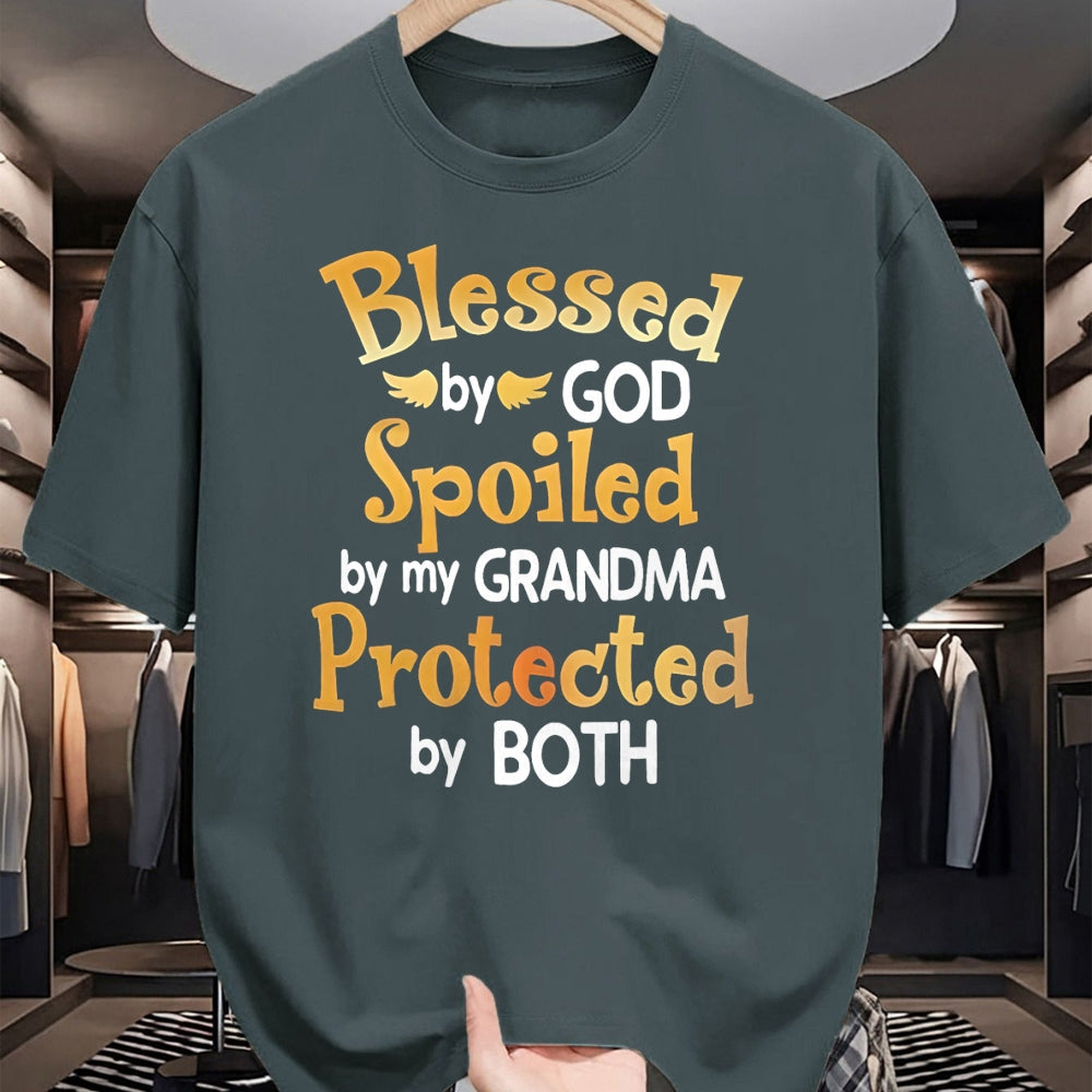Best Grandma Shirt, Proud Grandma Unisex T-Shirt/Hoodie/Sweatshirt HLT00 - Blessed By God Spoiled By My Grandma Grandson Granddaughter T-Shirt (1)