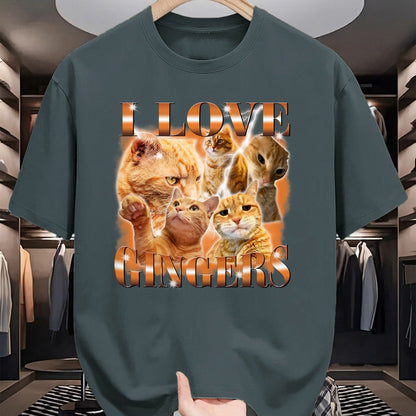 Cat Love Shirt, Funny Cat Lover Gift UnisexT-Shirt/Hoodie/Sweatshirt HLT00 - I Love Gingers Funny Orange Cat Cat Meme Kitty Cat Lovers T-Shirt