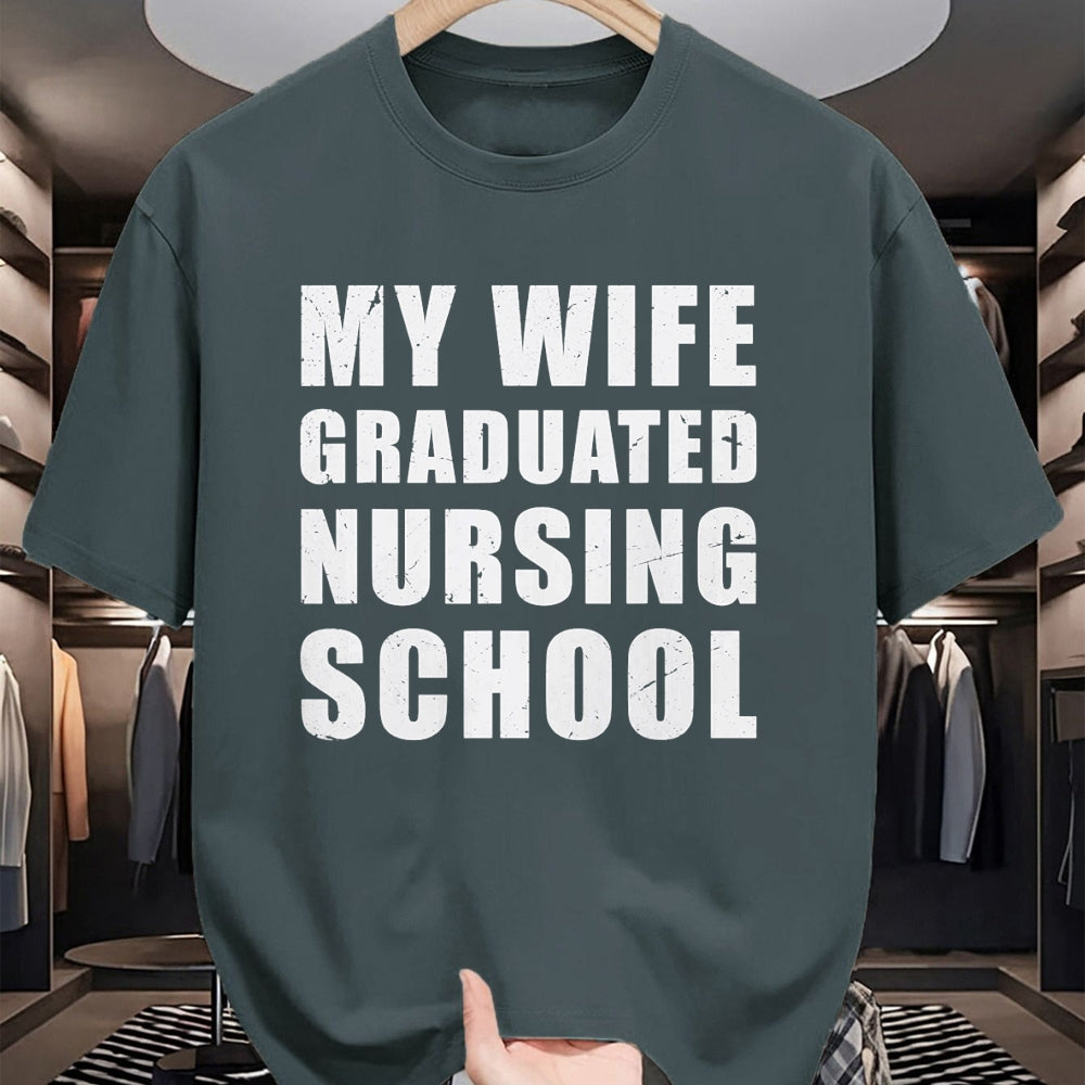 Funny Nurse Shirt, Nurse Unisex T-Shirt/Hoodie/Sweatshirt HLT00 - Mens My Wife Graduated Nursing School shirt for Husband Men Nurse T-Shirt