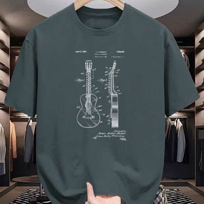 Guitar Lover Shirt, Funny Guitar UnisexT-Shirt/Hoodie/Sweatshirt HLT00 - Acoustic Guitar Vintage Patent Print 1932 T-Shirt - Black, Unisex-Adults, Small, Long Sleeve (1)