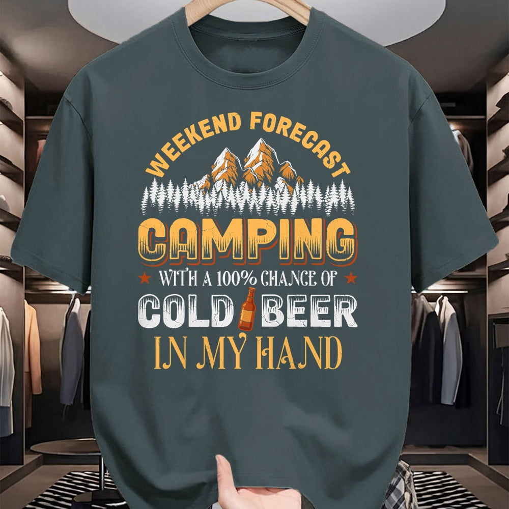 Funny Camping Shirt, Gift For Camping Lover Unisex T-Shirt/Hoodie/Sweatshirt HLT00 - Weekend Forecast Camping with Beer Camper Adventure Outdoor T-Shirt