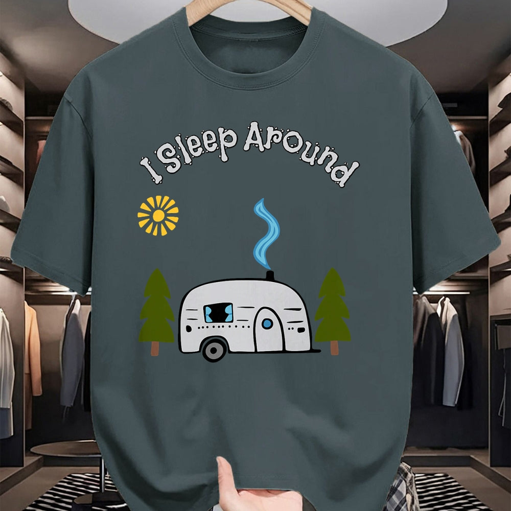 Funny Camping Shirt, Gift For Camping Lover Unisex T-Shirt/Hoodie/Sweatshirt HLT00 - Funny Sarcastic I Sleep Around RV Camping Outdoors top T-Shirt