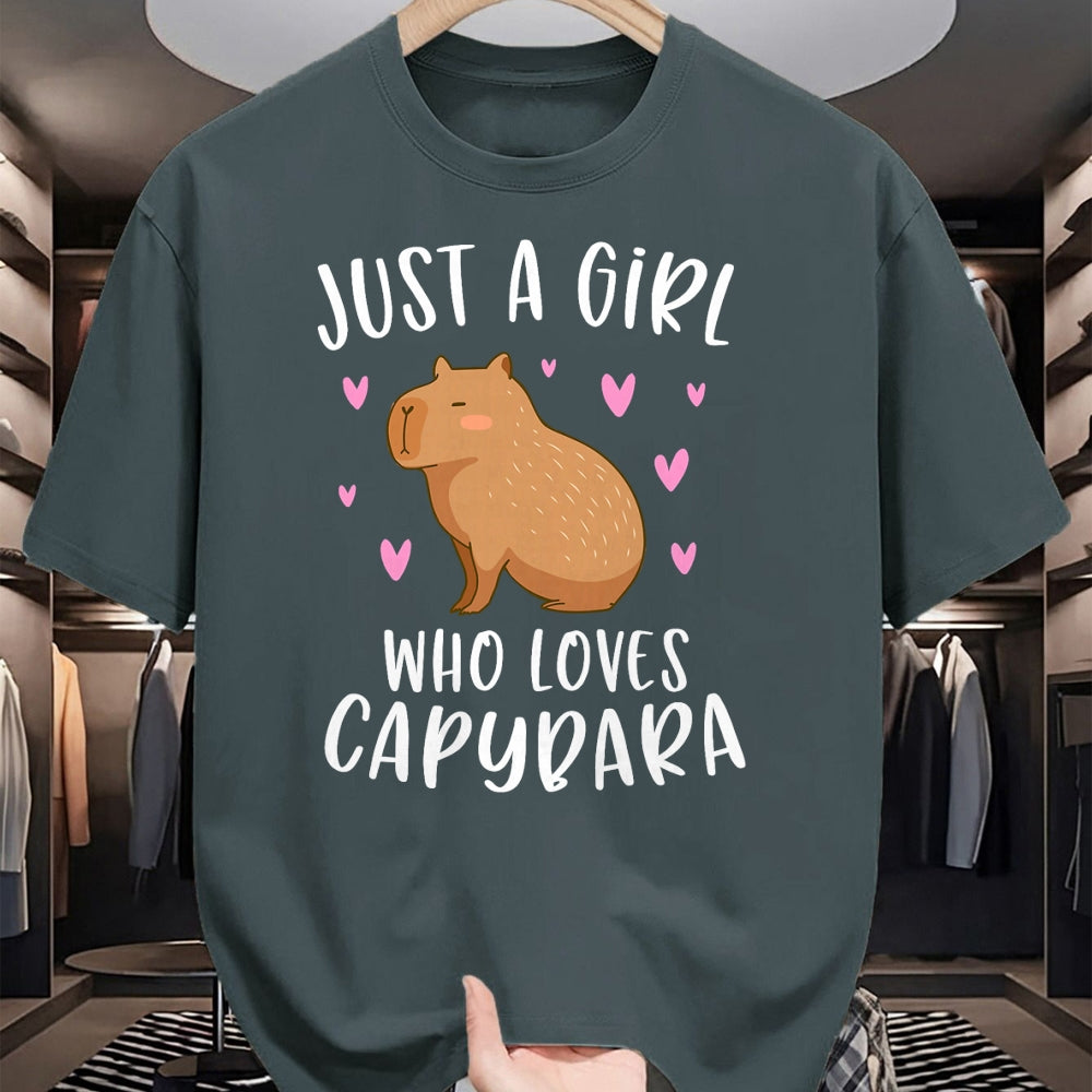 Cute Capybara Shirt, Funny Capybara Unisex T-Shirt/Hoodie/Sweatshirt HLT00 - Cute Capybara Just A Girl Who Loves Capybara T-Shirt