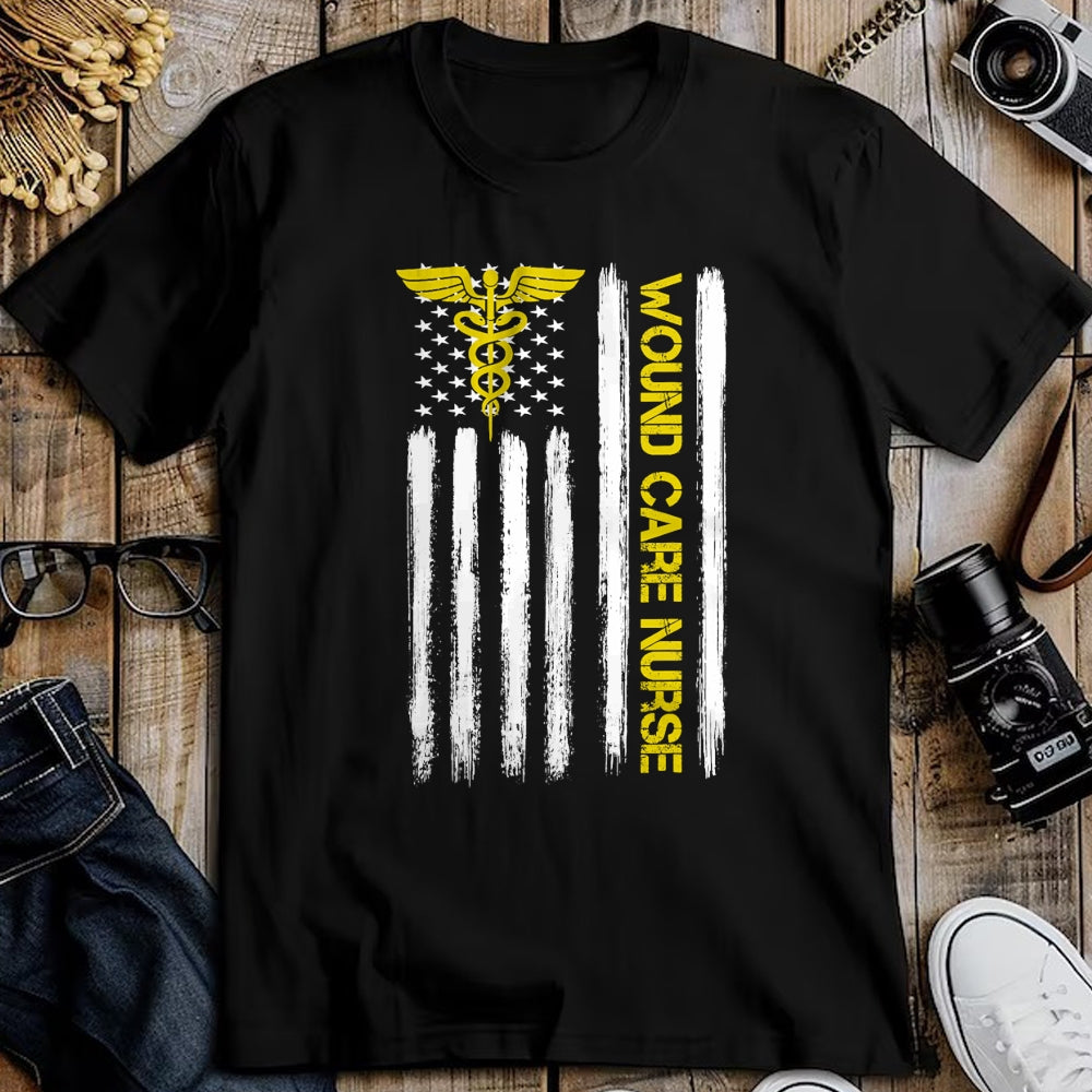 Funny Nurse Shirt, Nurse Unisex T-Shirt/Hoodie/Sweatshirt HLT00 - American Flag Wound Care Nurse  Nursing Department Wound T-Shirt