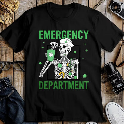 Patrick Day Shirts for Family, Funny Patrick Day shirts, st patrick's day Unisex T-Shirt/Hoodie/Sweatshirt HLT00 - Skeleton Emergency Department Coffee ER Nurse St Patrick Day T-Shirt (1)