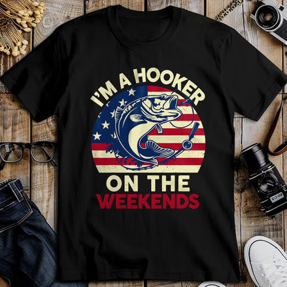 Funny Fishing Shirt, Gift For Fishing Lover Unisex T-Shirt/Hoodie/Sweatshirt HLT00 - Mens Fishing Funny Bass Fish I_m Hooker On Weekends Dad Joke T-Shirt