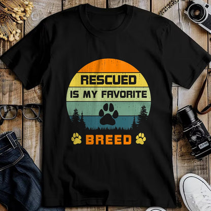 Dog Love Shirt, Dog Lover Gift T-Shirt/Hoodie/Sweatshirt HLT00 - Love Dogs Rescue Rescued Is My Favorite Breed Vintage Paw T-Shirt