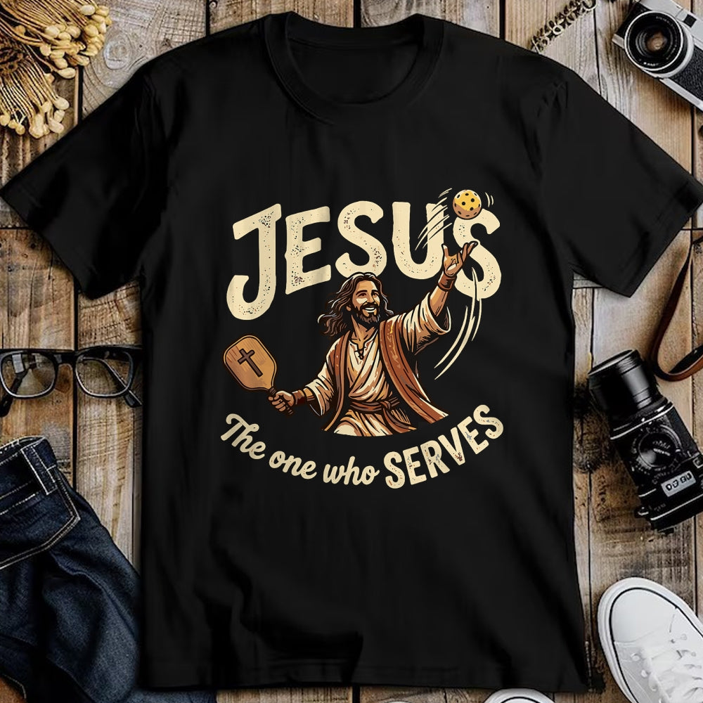 Funny Pickleball Shirt, Pickleball Lover Unisex T-Shirt/Hoodie/Sweatshirt HLT00 - Jesus The One Who Serves Funny Christian Pickleball T-Shirt