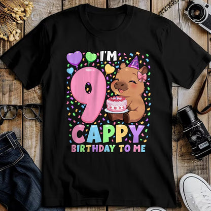Cute Capybara Shirt, Funny Capybara UnisexT-Shirt/Hoodie/Sweatshirt HLT00 - Capybara Birthday Shirt 9 Kawaii Girl Capybara 9th Birthday T-Shirt
