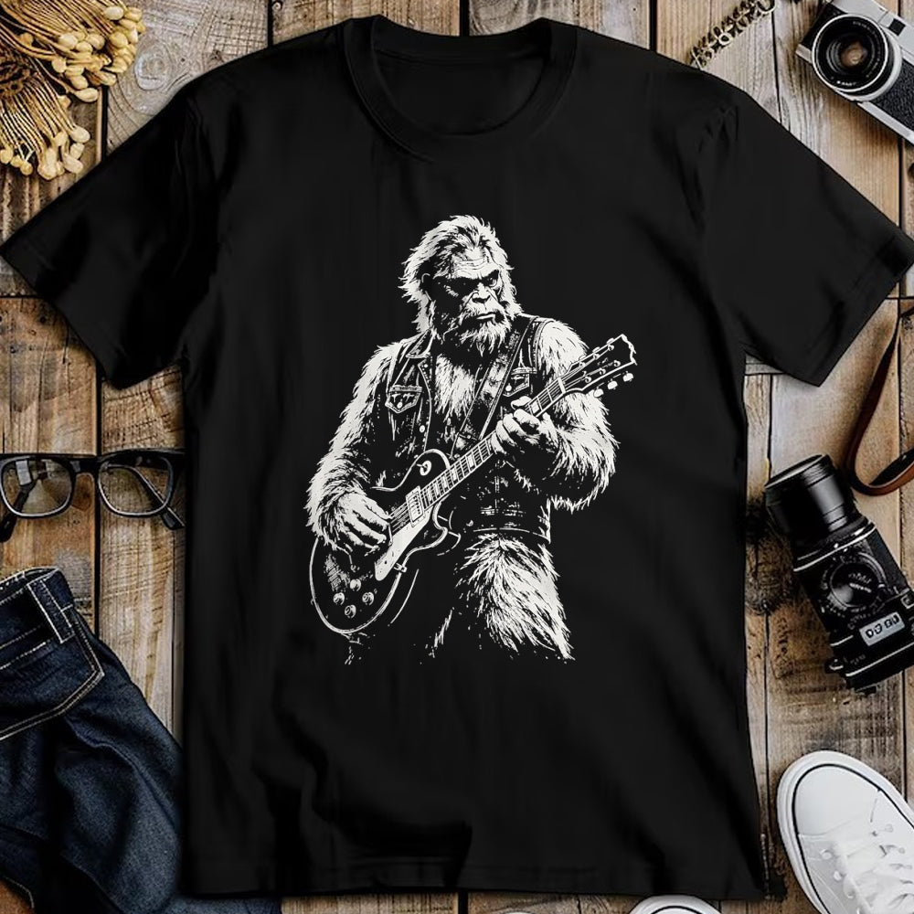 Guitar Lover Shirt, Funny Guitar UnisexT-Shirt/Hoodie/Sweatshirt HLT00 - Vintage Bigfoot Playing Guitar Funny Sasquatch Rock Music T-Shirt (1)